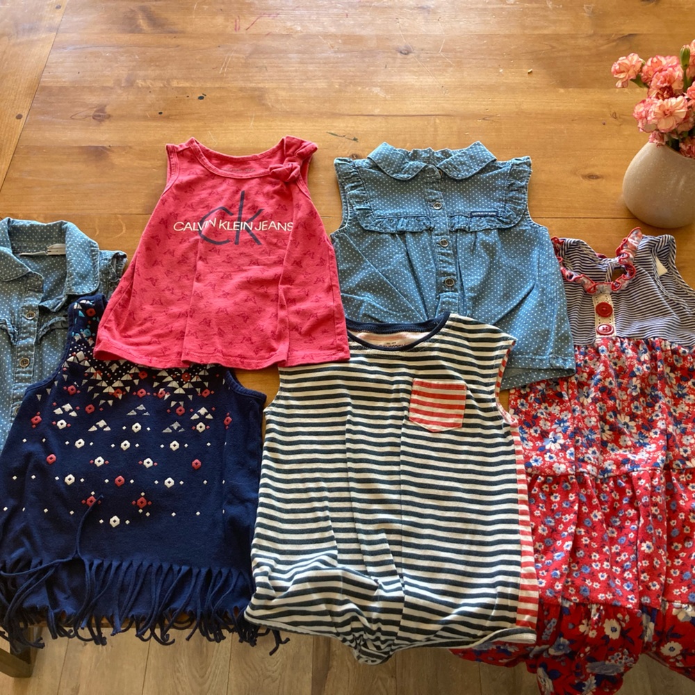 Girls red white and blue clothing lot.